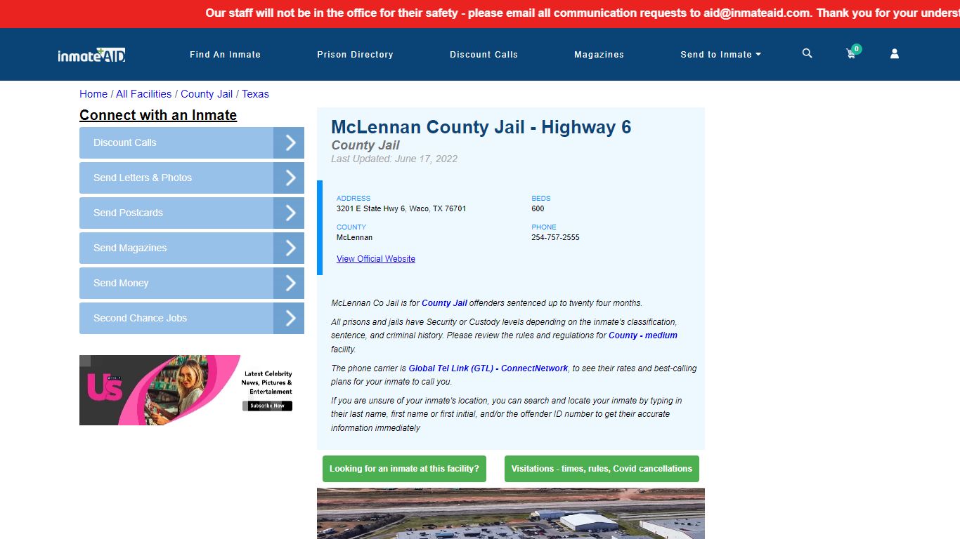 McLennan County Jail - Highway 6 - Inmate Locator - Waco, TX
